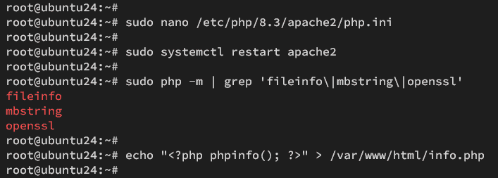 настройка php