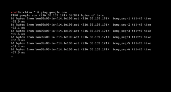 Test della connettività Internet con ping