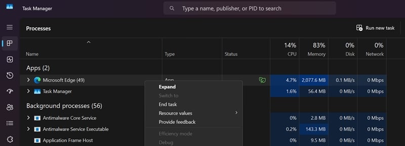 Task-Manager auf Windows-PC
