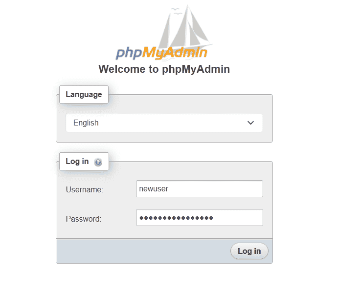 iniciar sesión en phpMyAdmin