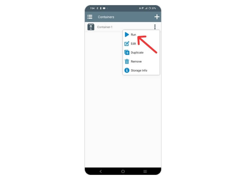 lanzar el contenedor en tu android