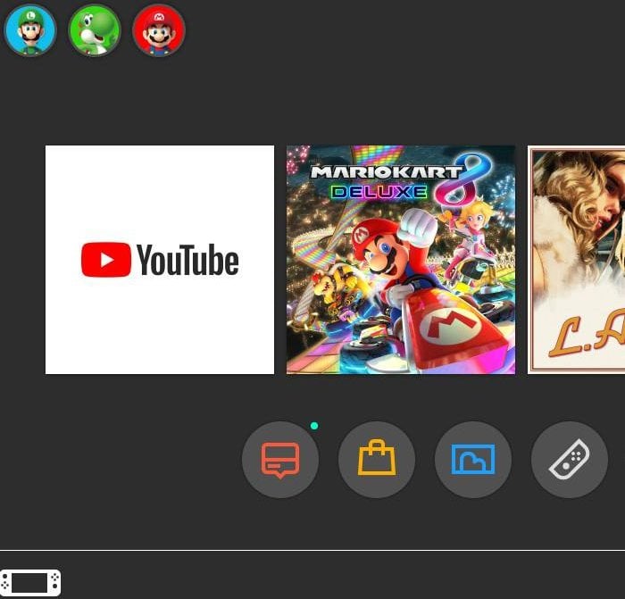 écran d'accueil de la switch