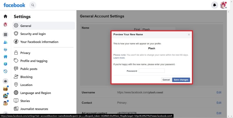 inserisci la tua password per confermare la modifica