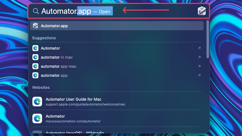 apri l'app automator