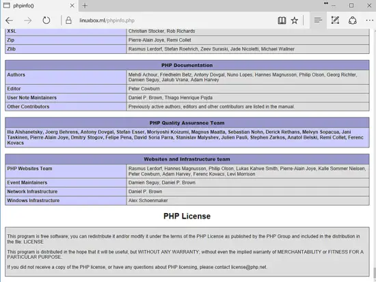 Salida de PHPinfo