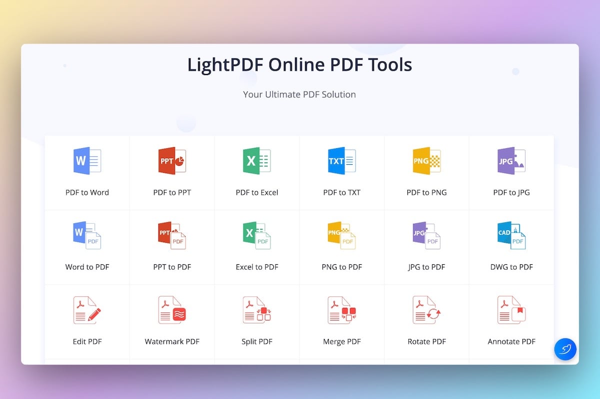 outil pdf en ligne lightpdf
