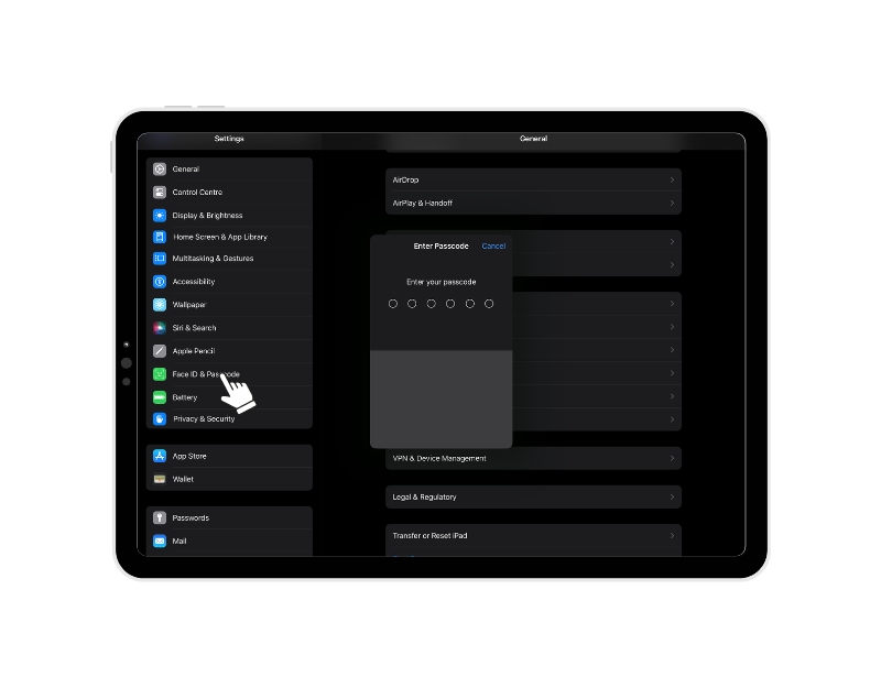 iPadのFace IDとパスコード設定