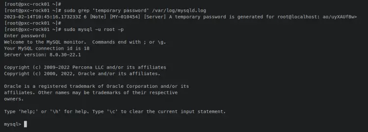 accedi alla shell mysql