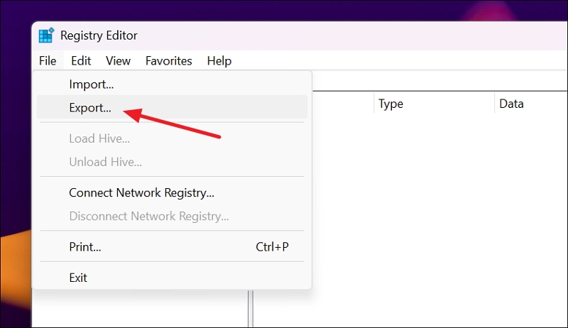 Windowsでのレジストリバックアップ