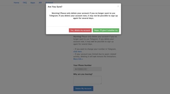 supprimer le compte telegram sur desktop