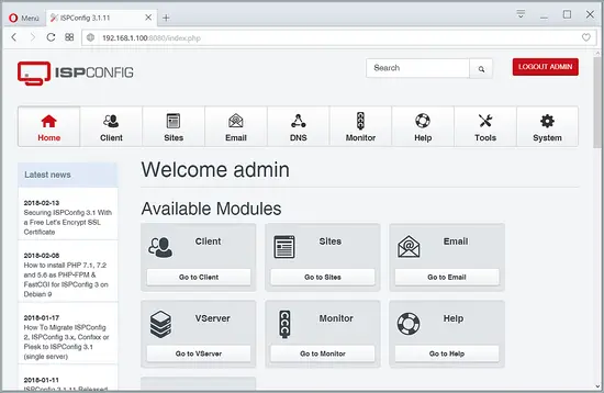 Dashboard ISPConfig