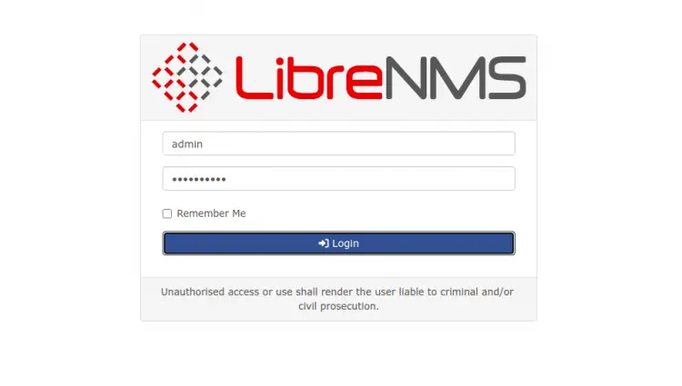 Login no LibreNMS
