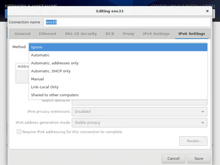 Configurações de IPv6