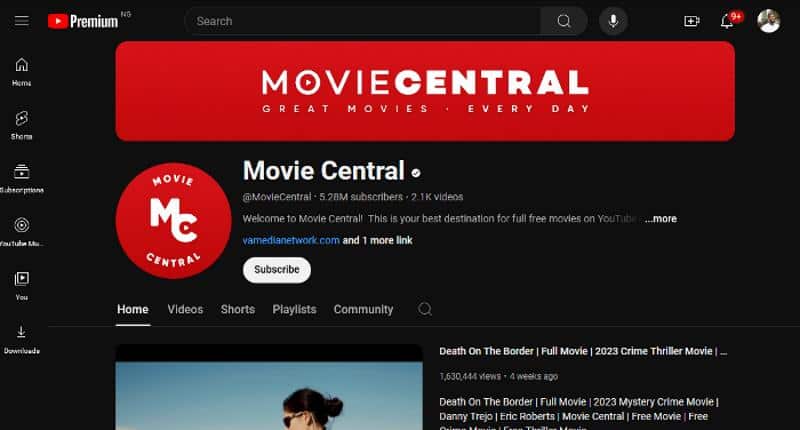 Movie Central - YouTube-Kanal zum Ansehen von Filmen und Shows