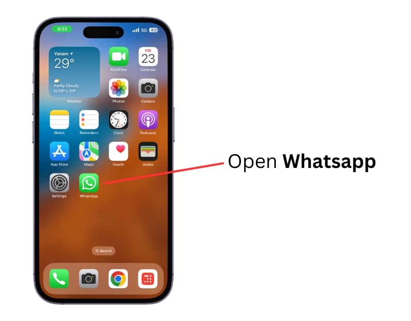 immagine che mostra whatsapp sulla schermata principale dell'iphone