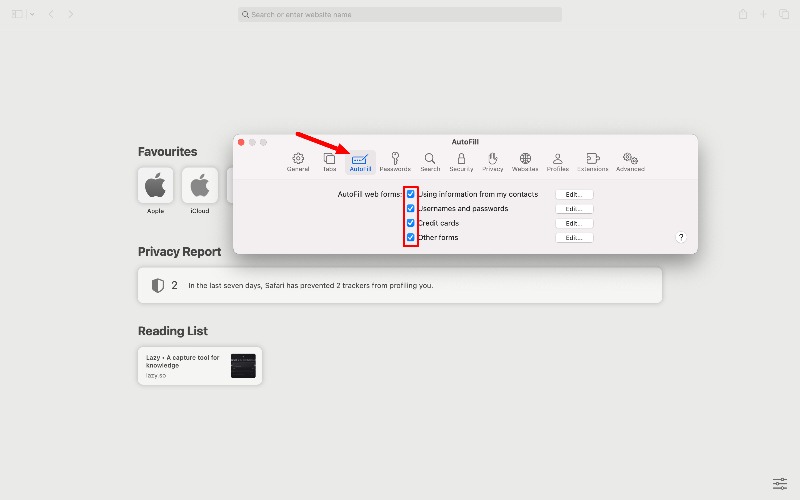 safariでパスワードの自動入力を有効にする