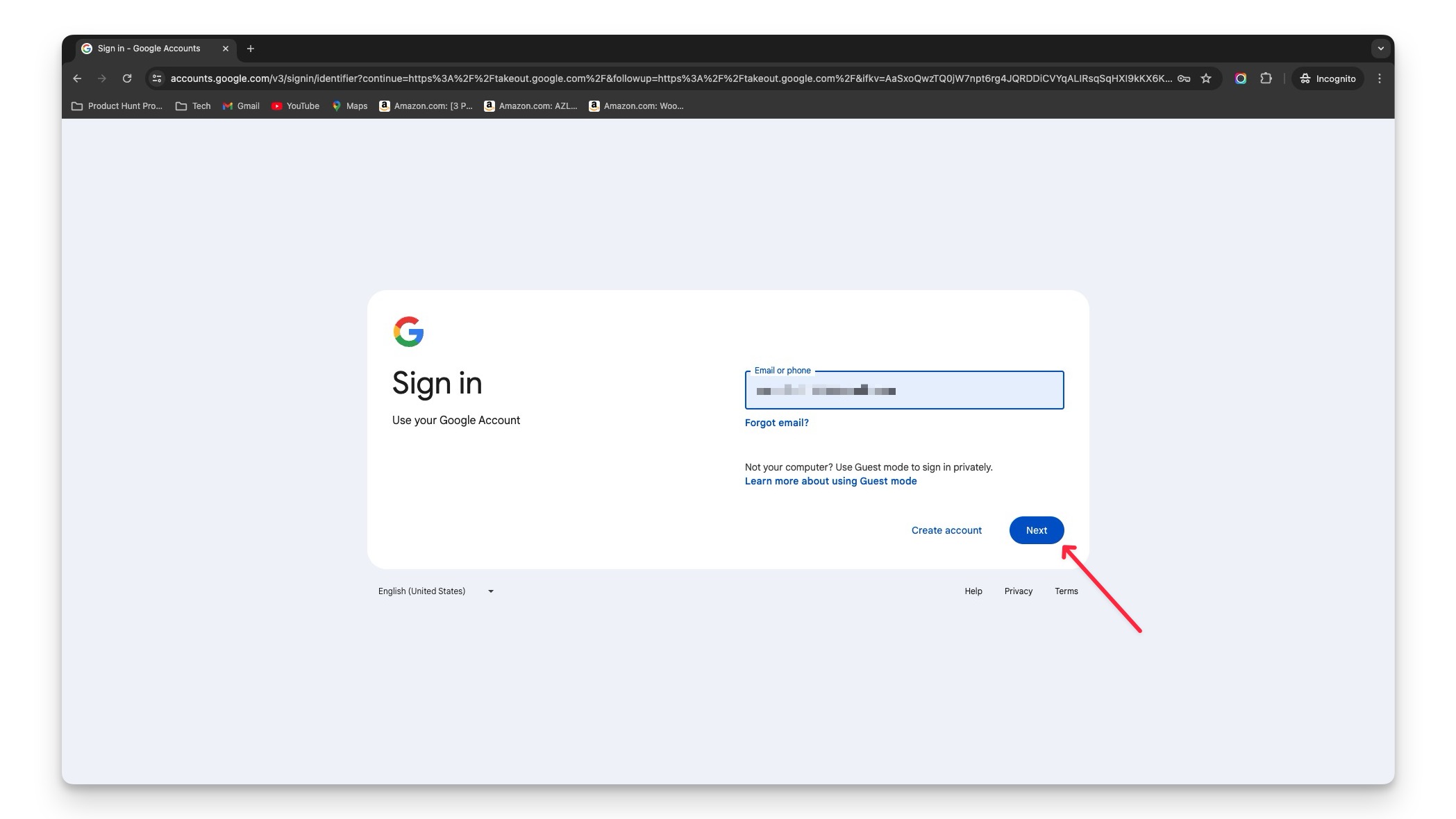 page de connexion google