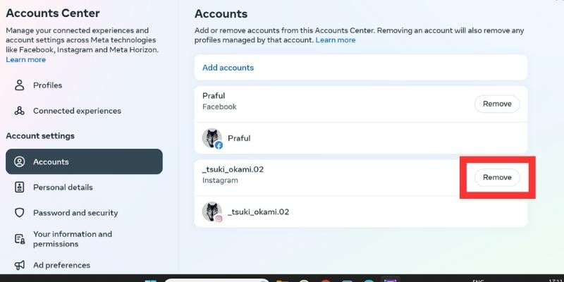 come scollegare facebook e instagram utilizzando il web di instagram 5