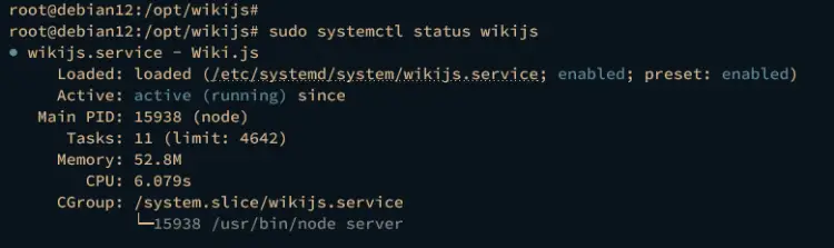 verificando serviço wiki.js
