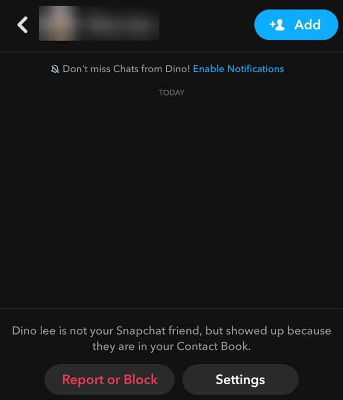 X apareciendo junto a un nombre en Snapchat