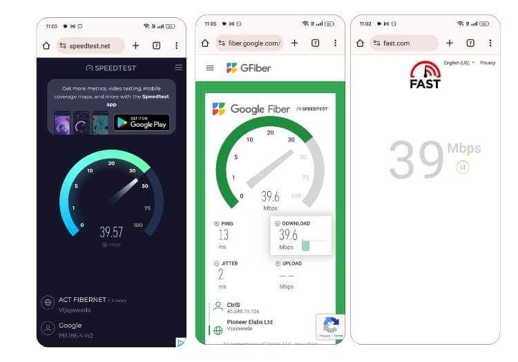 Internetgeschwindigkeiten auf Android testen