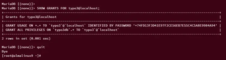show user privileges