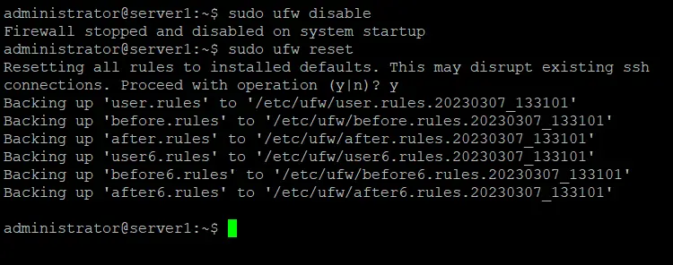 Reiniciar Firewall UFW