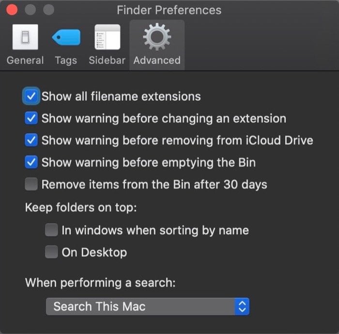 enable file extensions