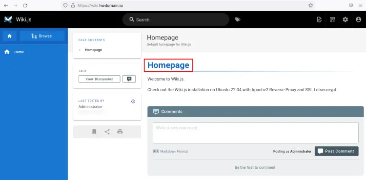 главная страница wiki.js