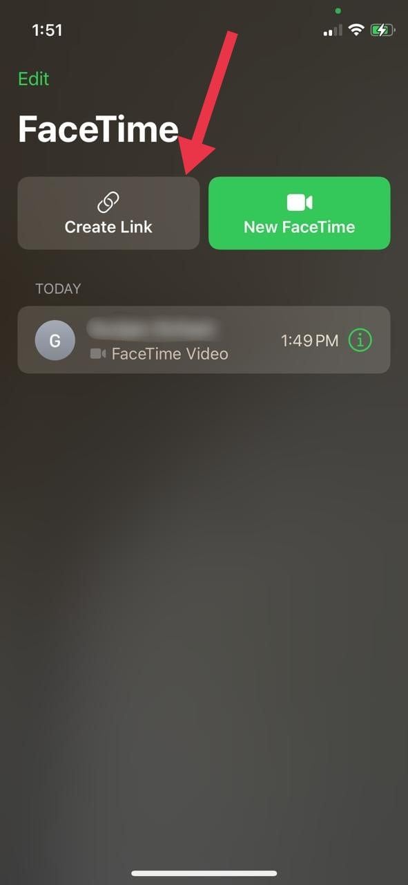 creating facetime link ios 15