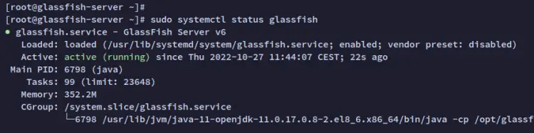check glassfish service