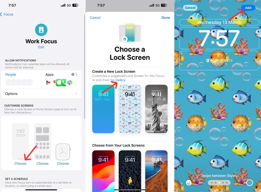 changer le fond d'écran sur iphone en utilisant le mode concentration