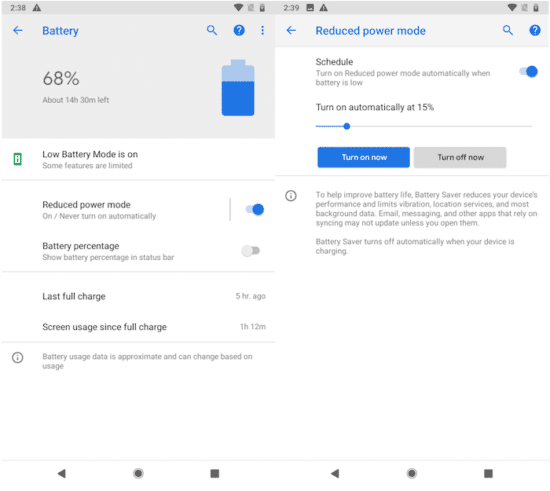 11 fonctionnalités android p que vous ne connaissez probablement pas - android p économiseur de batterie e1520499427248