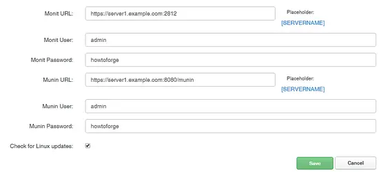 Die ISPConfig Monit-Einstellungen.