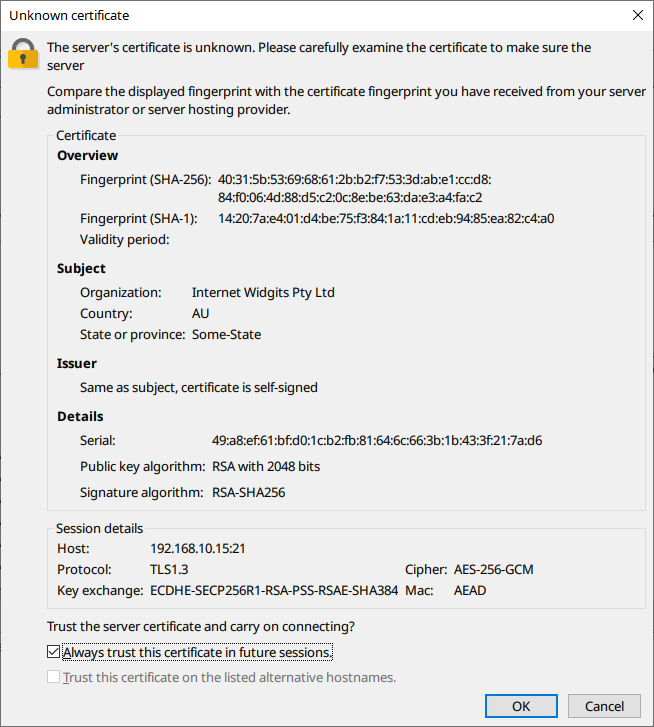 accept certificates