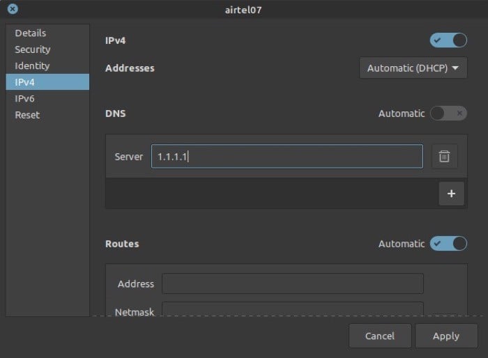 LinuxでのDNSサーバー変更