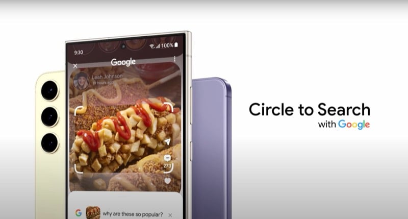 fonctionnalité cercle pour rechercher du galaxy s24.