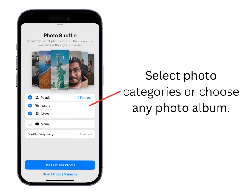 sélectionner des photos dans l'option photo shuffle
