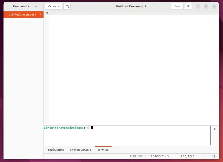 Le terminal Gedit