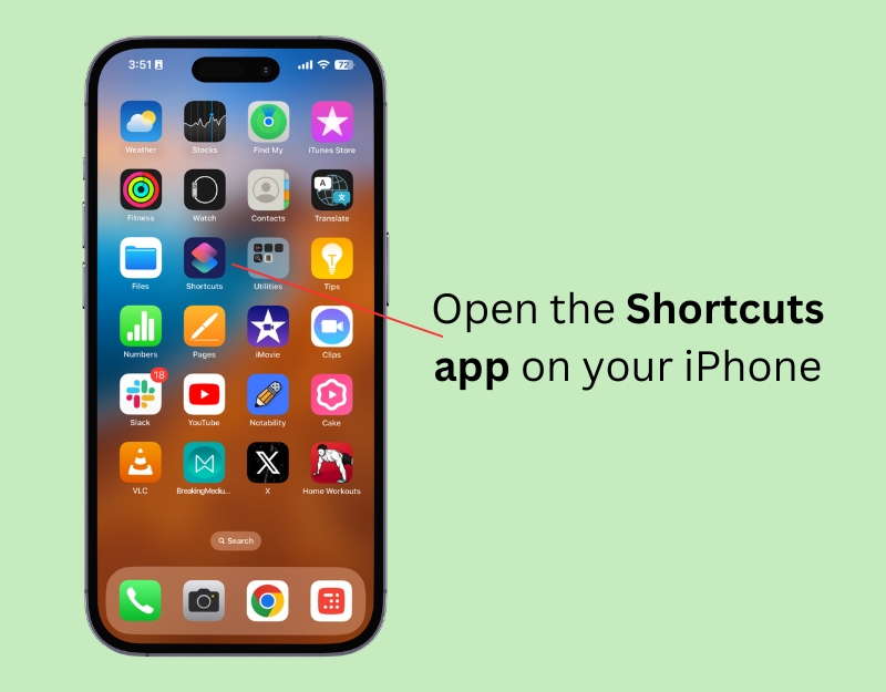 application raccourcis sur ios