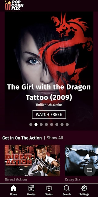 無料映画を視聴するためのPopcornflix