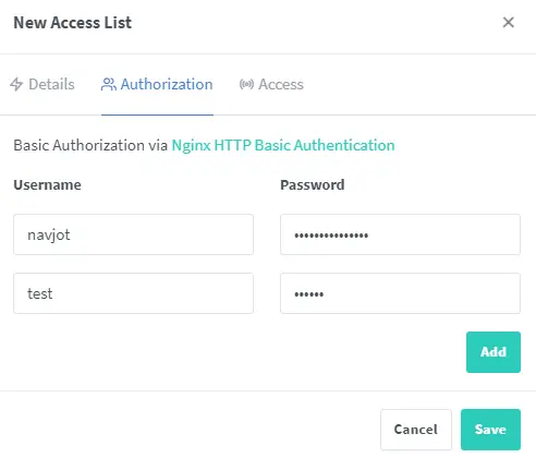 Configuração de Autorização do Nginx Proxy Manager