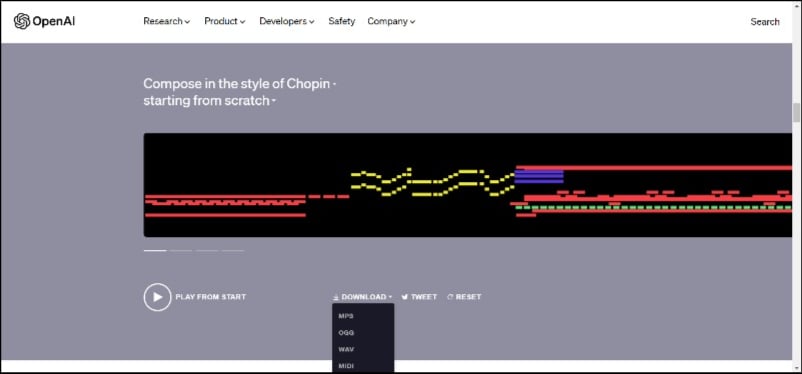 image montrant musenet open ai, site web générateur de musique ai