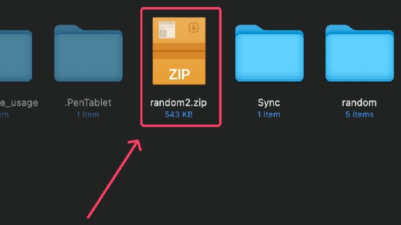 ターミナルを使用して作成された暗号化されたzipファイル