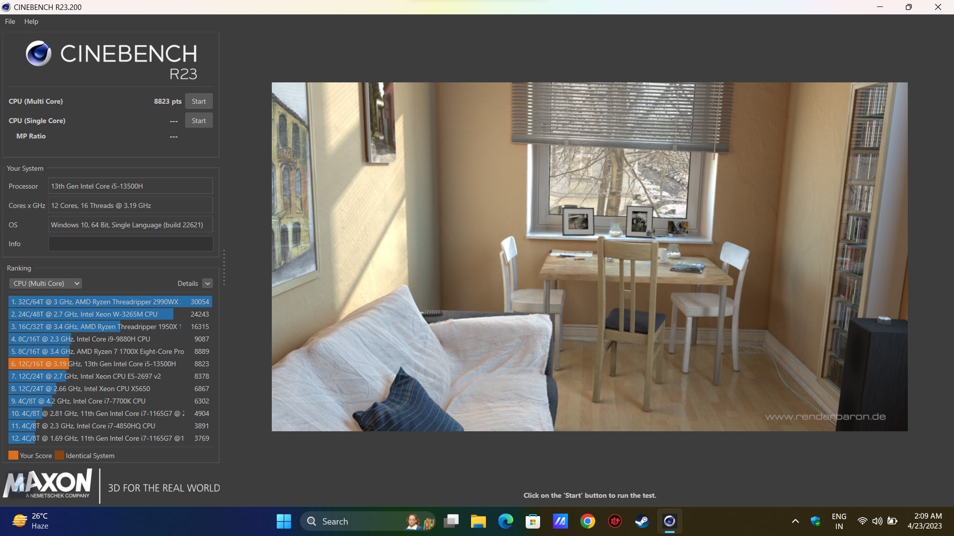 reseña asus vivobook s15 oled: cinebench 1