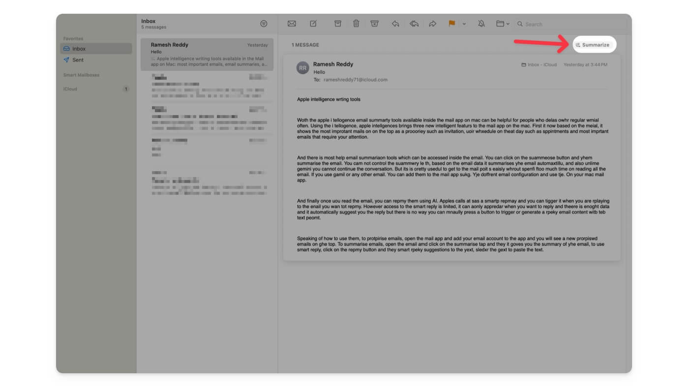 apple intelligence features in mail app