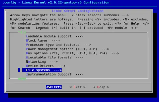 menuconfig activer quota 1