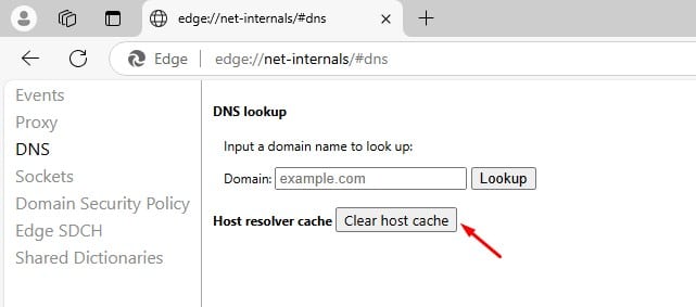 Cancella cache host