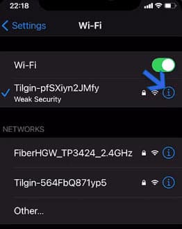 Wi-Fi-Option auf iOS