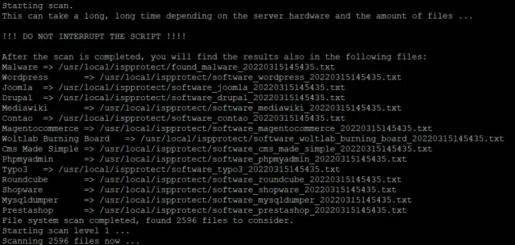 Progresso della scansione ISPProtect